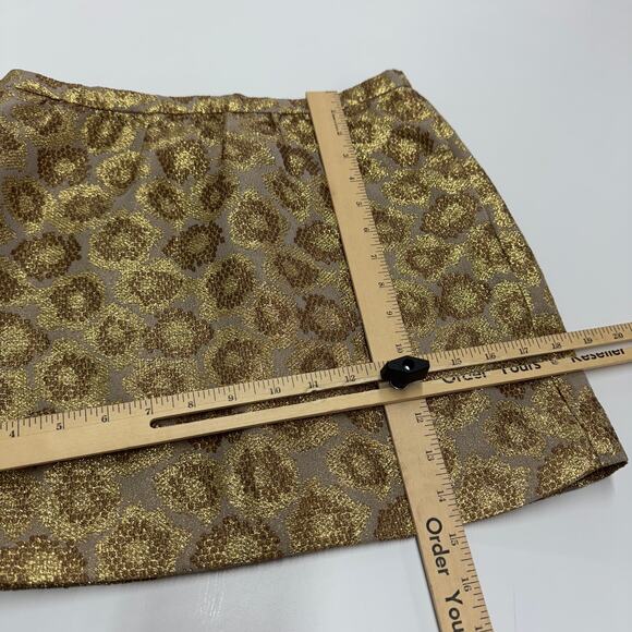 J.Crew Skirt Womens 0 Gold Metallic Jacquard Mini Silk Blend - Picture 9 of 9